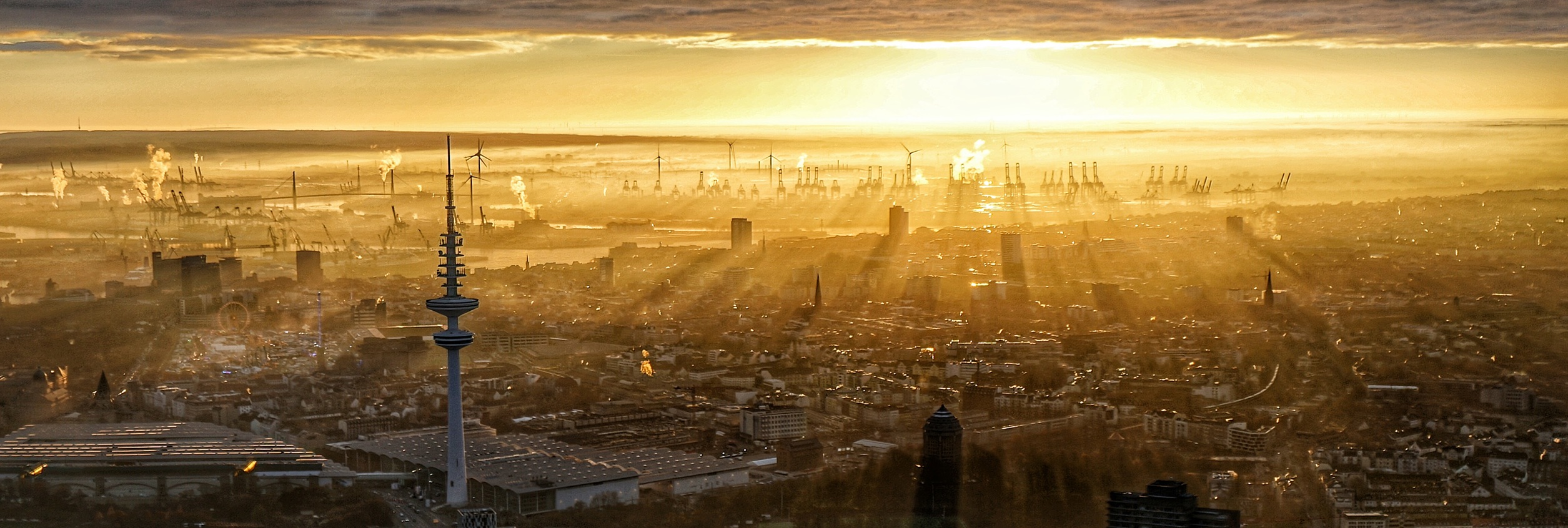 Hamburg skyline at sunset